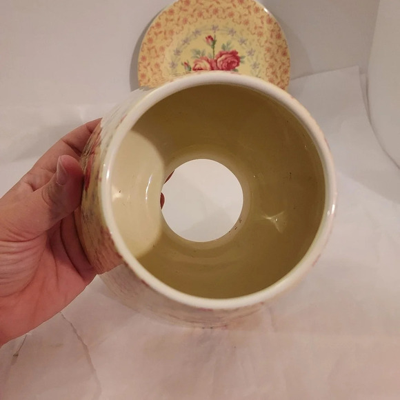 Yankee Candle Large Jar Rose Floral Design Shade and Matching Plate - Picture 6 of 10